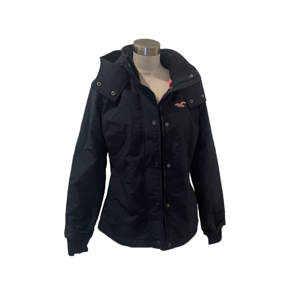 Hollister Navy winter parka jacket great used condition M